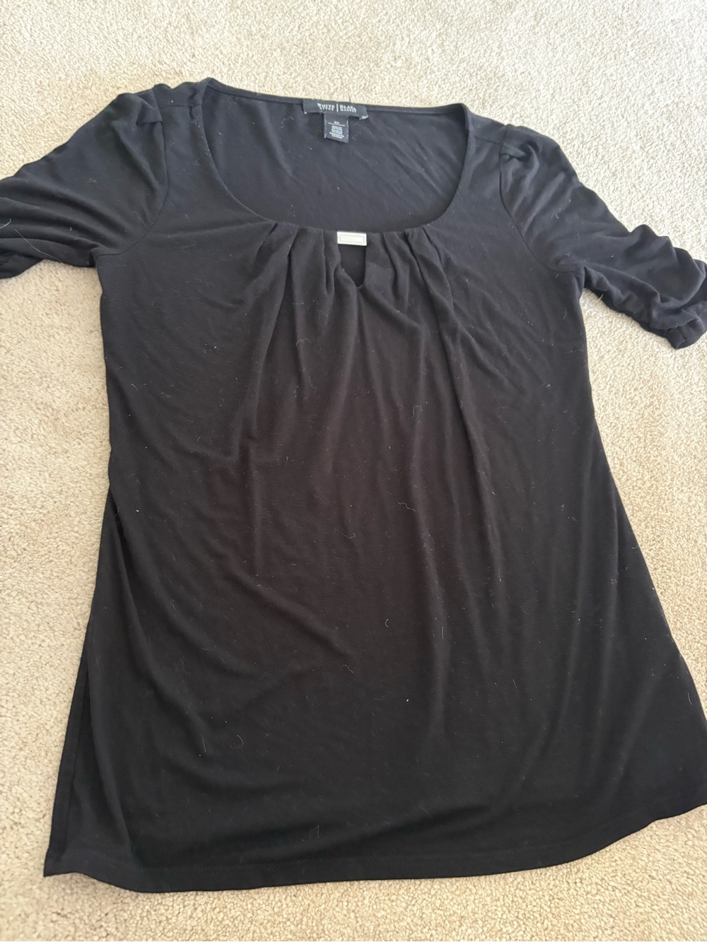 White House Black Market Black Scoop Neck Short Sleeve Top